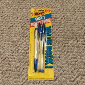 Vintage Bic Ball Point Pens Value Pack Blue Ink Office Work Desk School